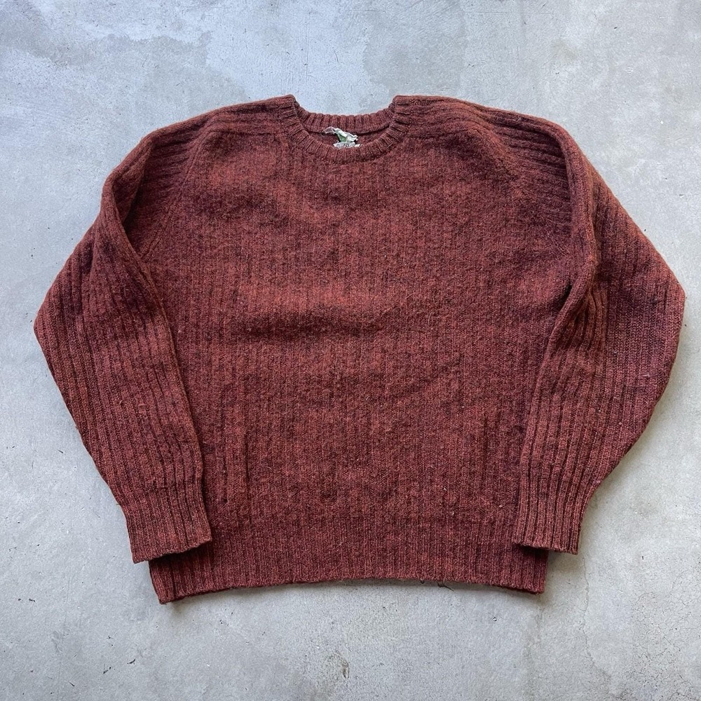 Vintage‎ Abercrombie & Fitch Shetland Wool Sweater Red Burgundy 40s 50s Scotland